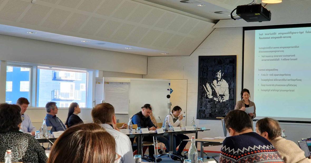 Handicaptalsperson Anja Hynne Nielsen der holder tale til PKG mødet i februar 2024.